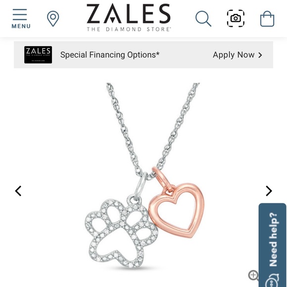 18k Diamond Paw and Heart Charm Necklace - Picture 8 of 8
